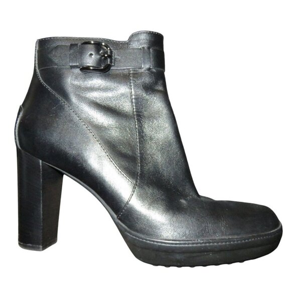 TOD'S Black Italian Leather & Suede Platform Ankle Boots 40.5 US 10 w/ Dustbag - Picture 8 of 15